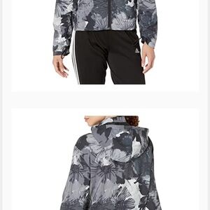 adidas Women's All Oversize Printed Woven Jacket, Black/Multicolor/White, Large